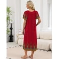 thumbnail image 4 of EKOUAER Long Nightgowns for Women Short Sleeve House Dress with Pockets Mumu Dress, 4 of 5