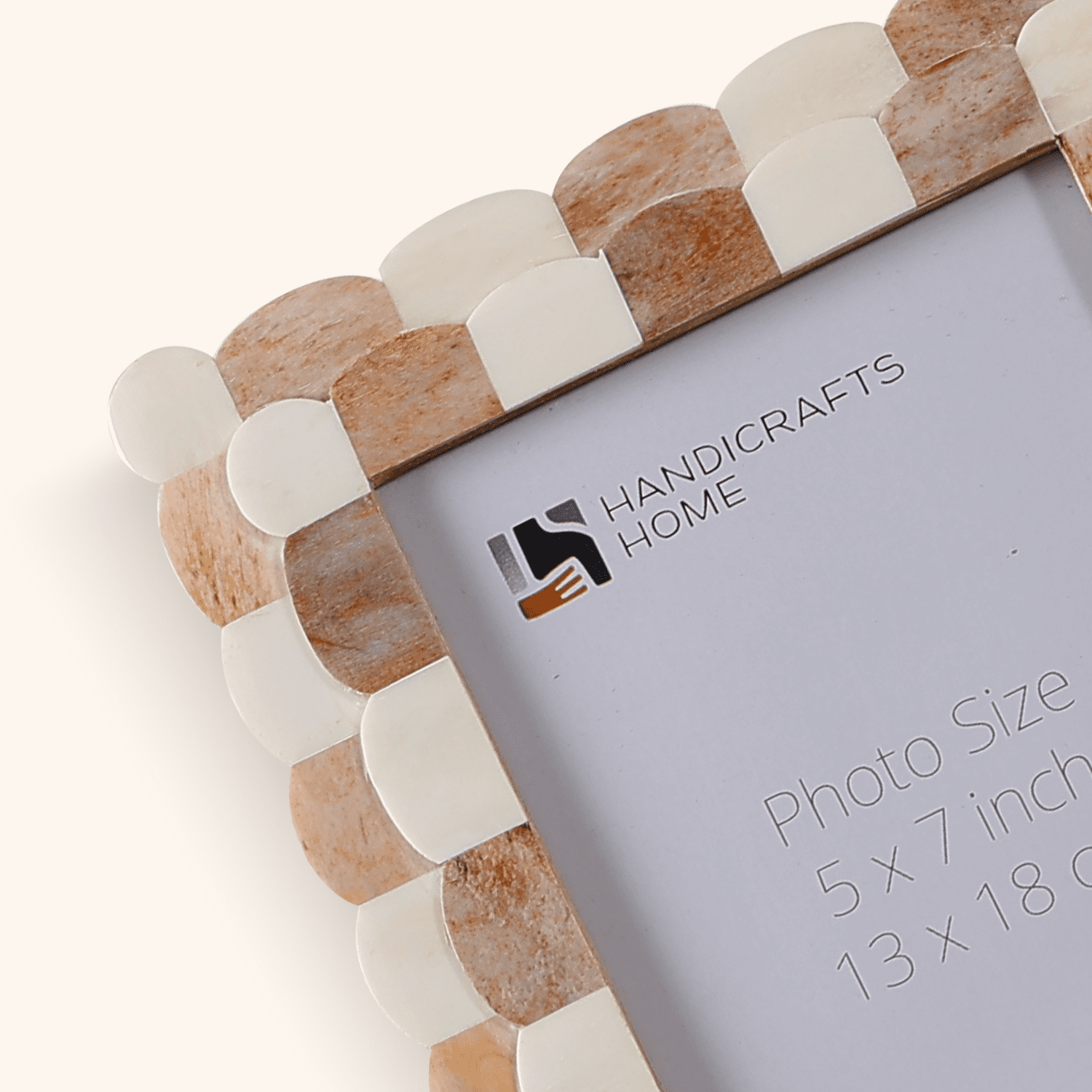 Handicrafts Home 5x7 Brown Picture Frame, Handmade Scallop pattern Bone inlay Photo Frame for Wall & Tabletop, Boho Farmhouse Vintage Home Decor, Gallery Wall Decor, Family Picture Frame Fall decor