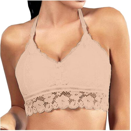 

Floleo Bras Clearance Summer Fall Fashion Woman s Lace Beauty Back Solid Strap Wrap Hollow Out Bra Underwear