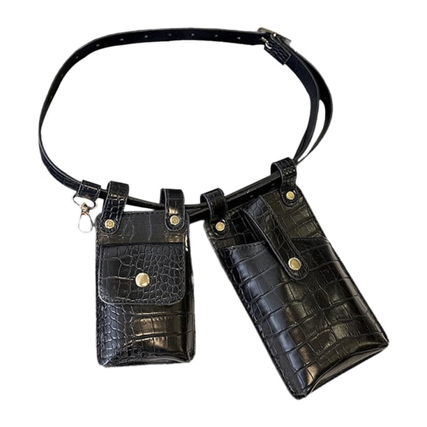 Bolsa de cintura para mujeres, bolso de cinturón de cintura deportiva para caminar, gimnasio de viaje al aire libre, negro