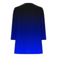 thumbnail image 4 of Penkiiy Chemises Demi-Fermeture Éclair pour Femmes Dégradé Imprimé Col en V Tunique Manches 3/4 Roulable Décontracté Tendance TG Bleu, 4 of 5