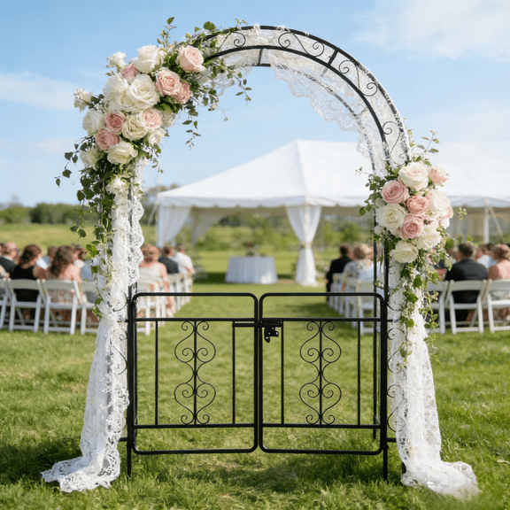 Ktaxon Metal Garden Arch 7Ft Garden Trellis Arch Arbor Outdoor Wedding