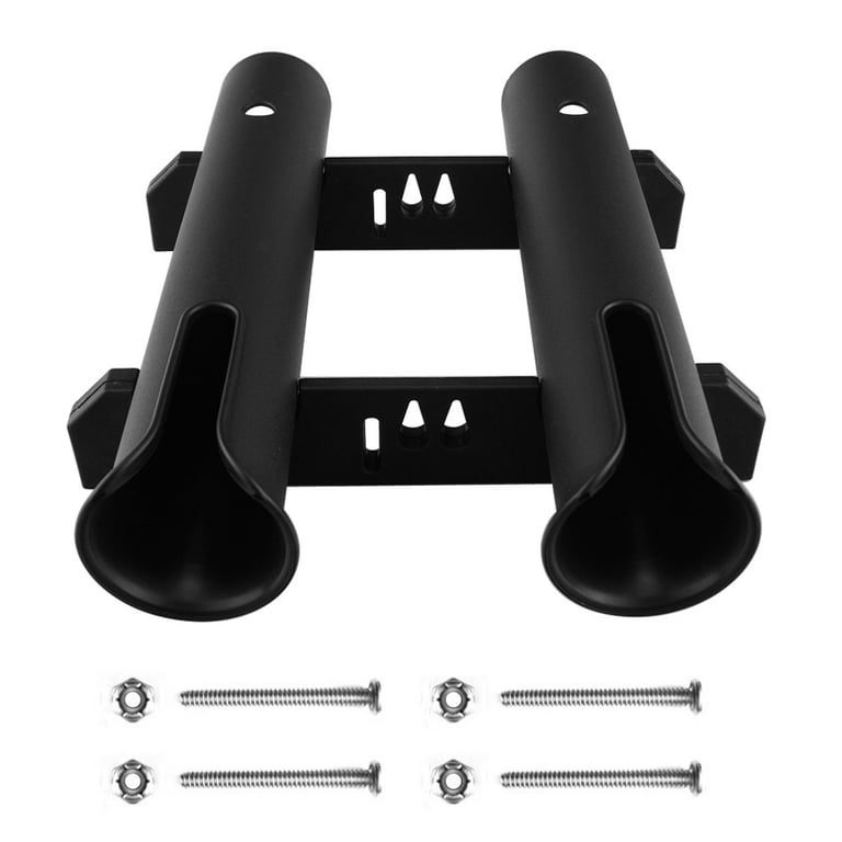 2 Tube Fishing Rod Holder Pole Rack Truck Stand Tools Accessories Black 