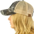 thumbnail image 2 of CC Everyday Distressed Trucker Mesh Summer Vented Baseball Sun Cap Hat (American Flag Camo Gray), 2 of 4