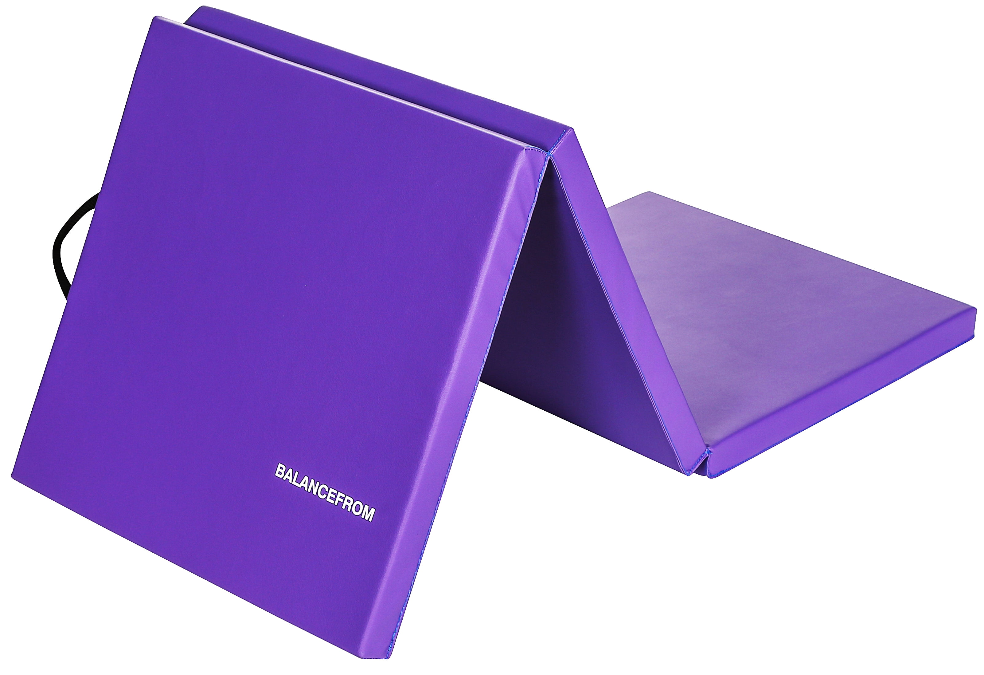 BalanceFrom 6 Ft. x 2 Ft. x 2 In. Three Fold Folding Exercise Mat with  Carrying Handles for MMA, Gymnastics and Home Gym, Purple 