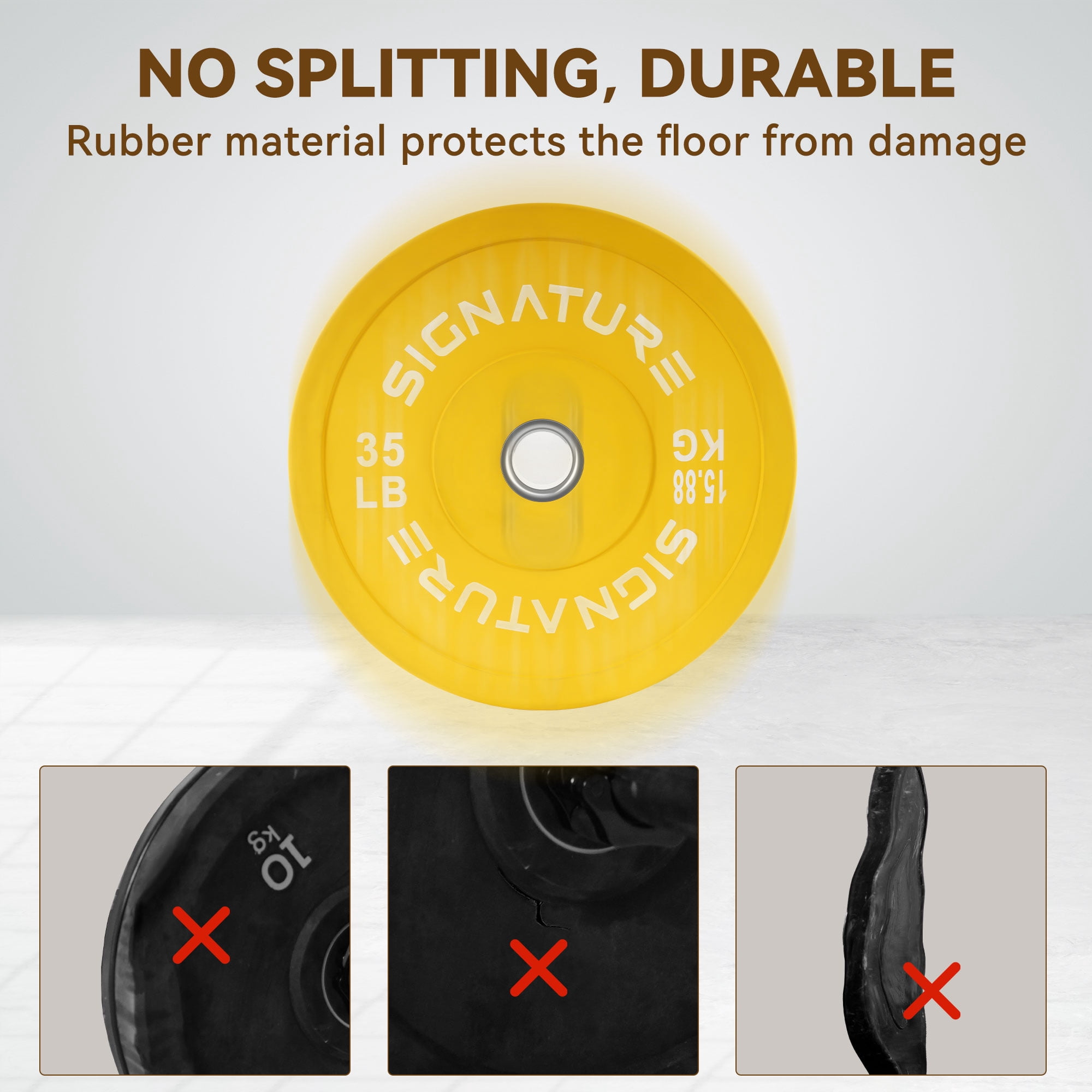 BalanceFrom Signature Fitness Bumper Plates, 35 lbs Pair – Crafted from 100% Virgin Rubber for Maximum Durability, Low Odor, and Superior Protection for Floors and Equipment