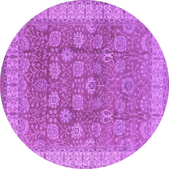 Ahgly Company Indoor Round Oriental Purple Traditional Area Rugs, 4' Round