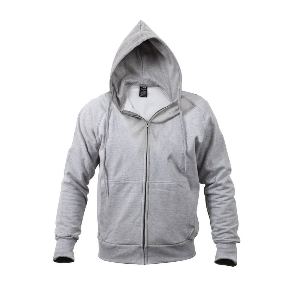 Rothco - Thermal Lined Zipper Hooded Sweatshirt 4X-Gray - Walmart.com ...
