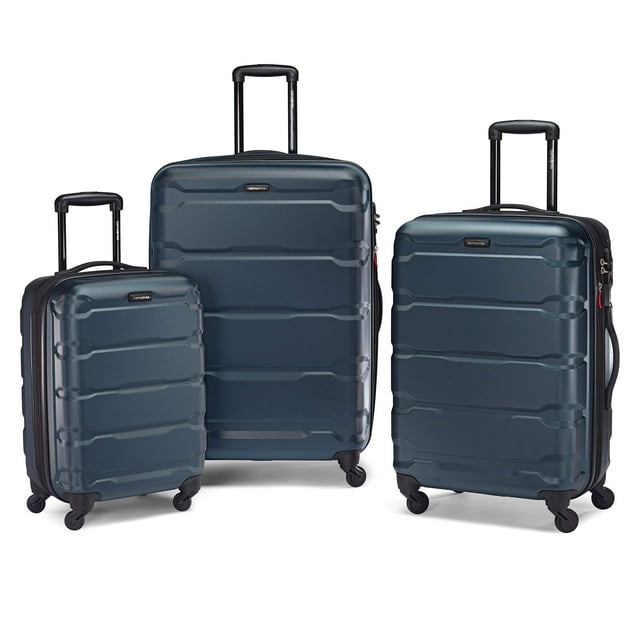 Luggage Samsonite Omni PC, con superficie rígida, expandible, juego de 3 piezas, color verde azulado