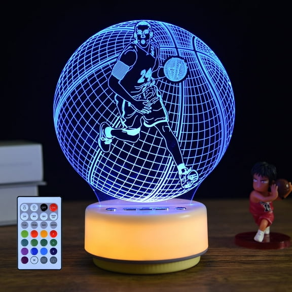Basketball Night Light Sports Table Mood Lamp,14 Colors Pattern & Warm White Luminous Base Desk Light, Entity Key/Timer/Remote Control/Dimmable,Basketball Gifts/Birthday Gifts Toys for Boys/Men