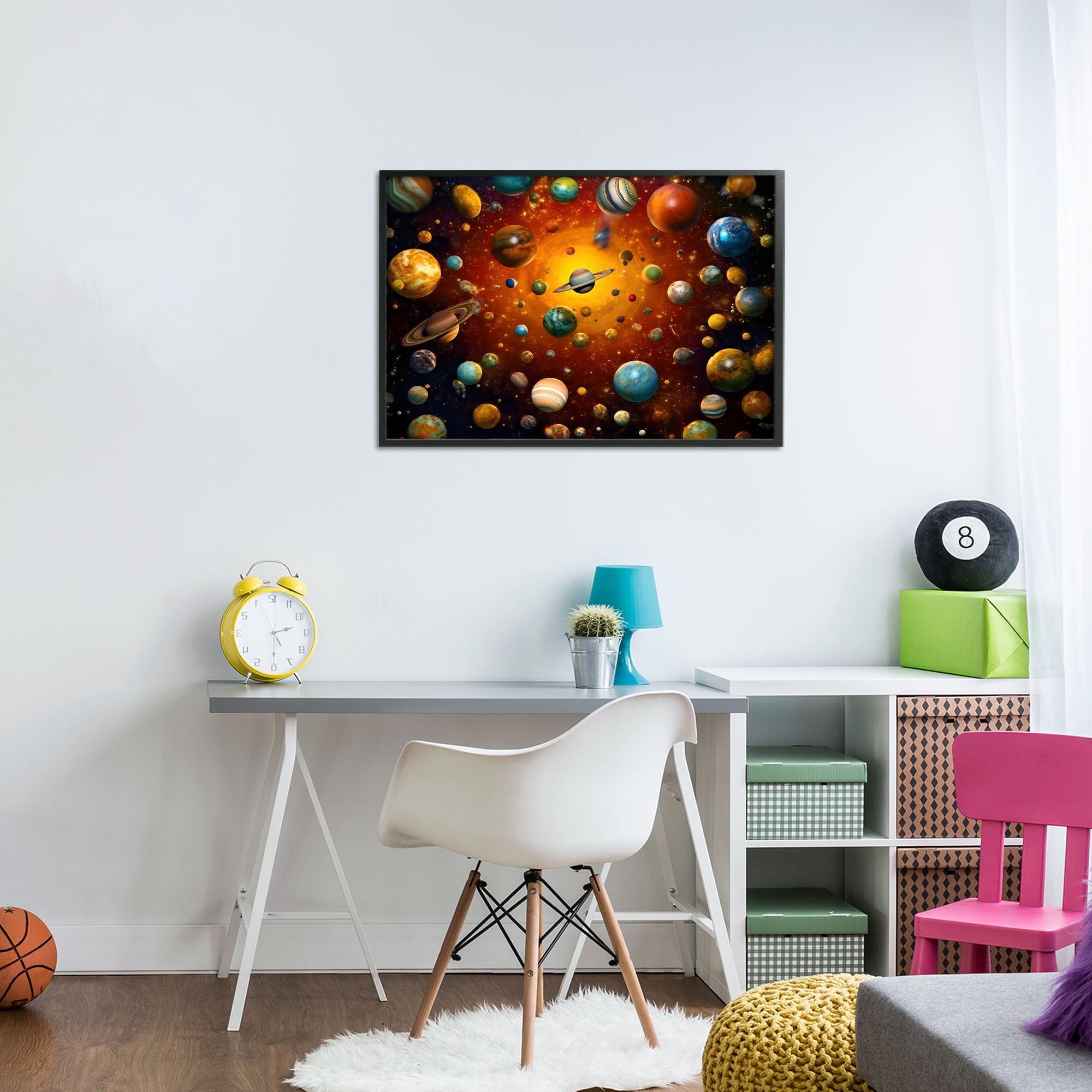 Stupell Industries Cosmic Marbles Galaxy Black Framed Giclee Art, design by Ray Powers