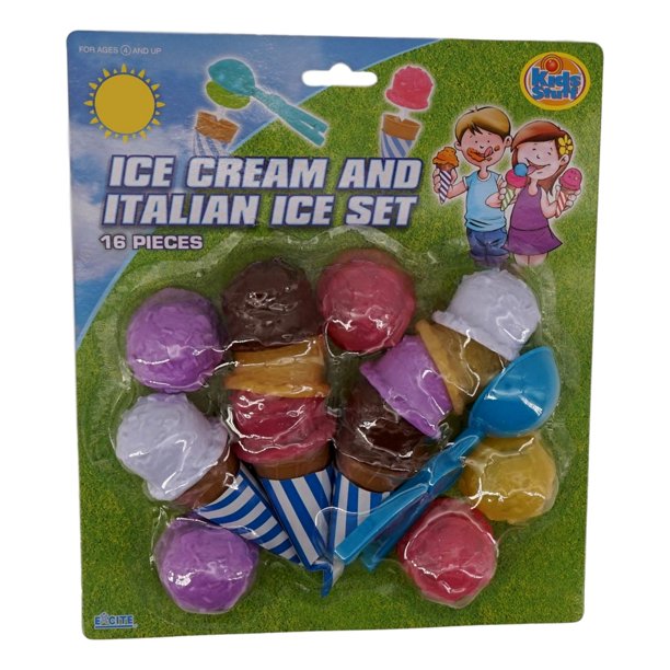 Kids Stuff Ice Cream Scoop Toy Set (16 Pieces) Assorted Colors Play