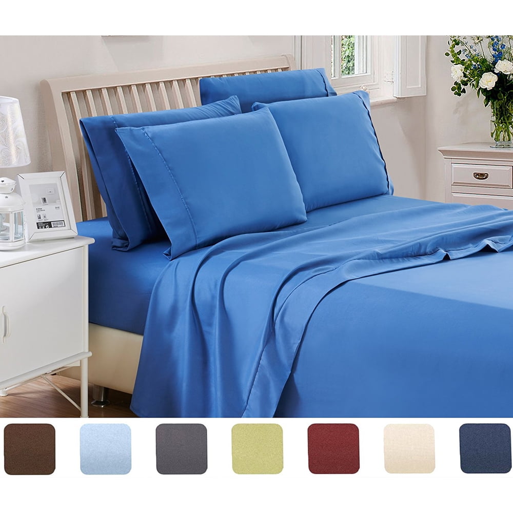 Lux Decor Collection Solids Bed Sheet Set (King, Navy Blue