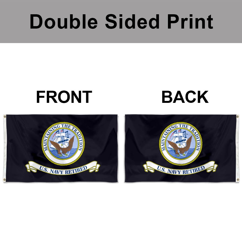 Dutern Double Sided United States Navy Retired Military Flag banner 3 Ply with Brass Grommets 3x5 Feet