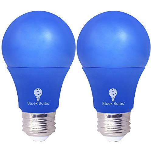 2 Pack BlueX LED A19 Light Bulb - 9W (60Watt Equivalent) - E26 Base Blue LED Blue Bulb, Party Decoration, Porch, Home Lighting, Holiday Lighting, ...