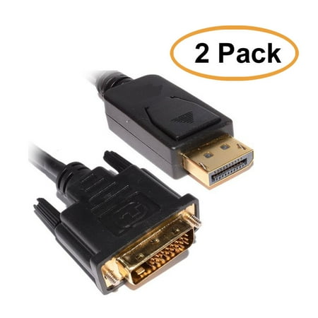 Displayport To Dvi Cable - 2 Pack, 6 Feet DisplayPort Male to DVI Cable Male