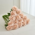 thumbnail image 5 of Roses Artificial Silk Flowers, 15PCS Fake Roses with Long Stems Realistic Faux Rose Bouquets for Wedding Decorations Bridal Shower Floral Arrangements Party Home Table Decor（Champagne Pink）, 5 of 7