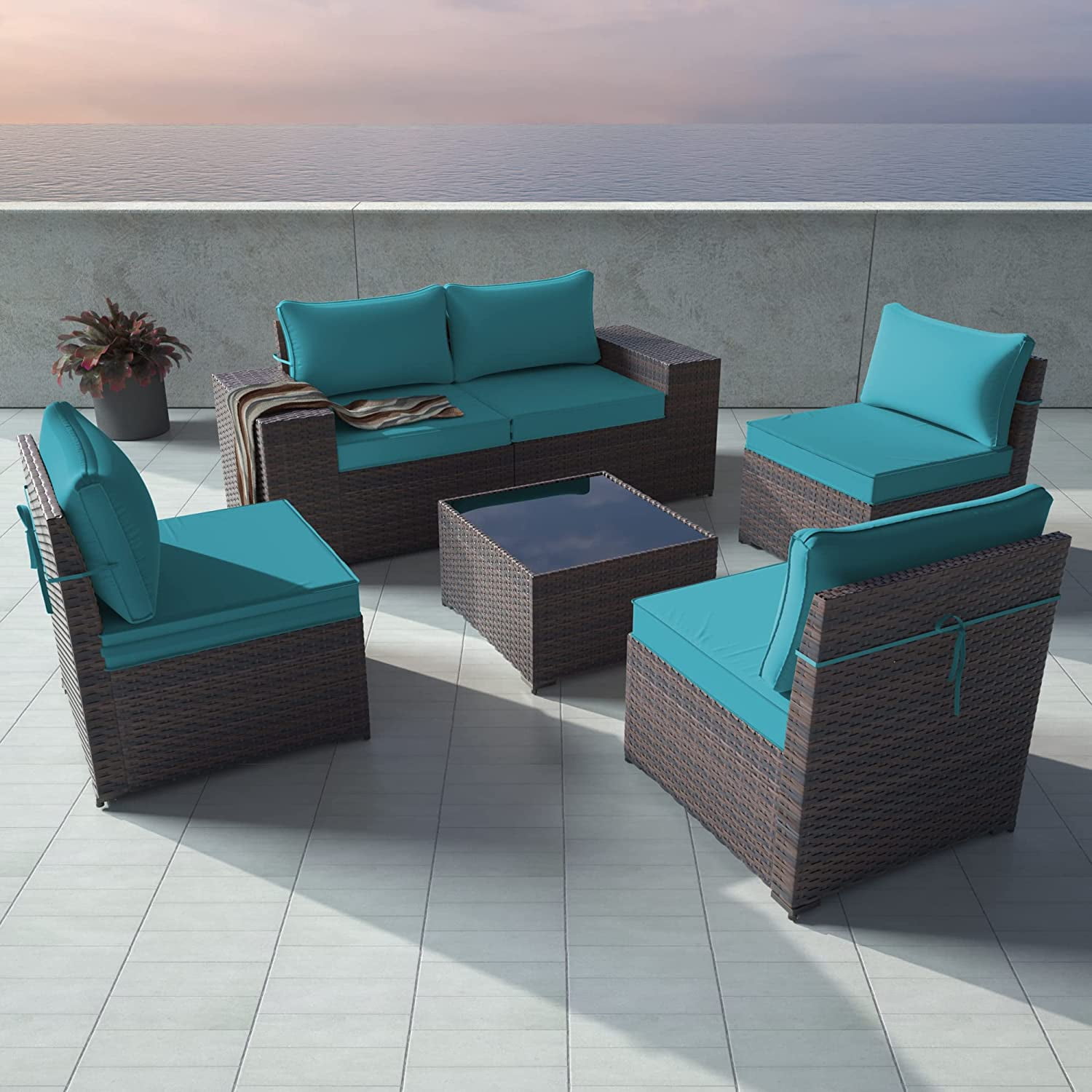 Alaulm Outdoor Furniture Sets 6 Piece Patio Sectional Furniture All