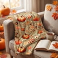 thumbnail image 4 of 27.6x39 Inch Fall Flannel Throw Blanket, Pumpkin Maple Leaf Autumn Plush Blanket, Halloween Decor,Lightweight Warm Cover, Indoor Outdoor Farmhouse Sofa Bed Camping Thanksgiving Seasonal Decor Blanket, 4 of 6