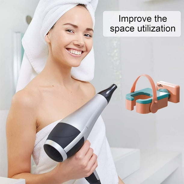 Hair Dryer Holder Wall Mounted Hair Dryer Holder 180 Degree Rotating Holder Bathroom Tools Holder with Silicone Fixing Strap
