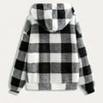 thumbnail image 3 of Womens Jacket Autumn Winter Fashionable Checkered Pattern Coat Pocket Zipper Hooded Loose Coat Trench Coat Women Black L, 3 of 4