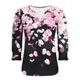 thumbnail image 7 of Summer Tops for Womens 3/4 Length Sleeve Blouses Casual V-Neck T-shirts Cuffs Pleated Sleeve Fashion Printed Tees Shirts Loose Pullover Top, 7 of 7