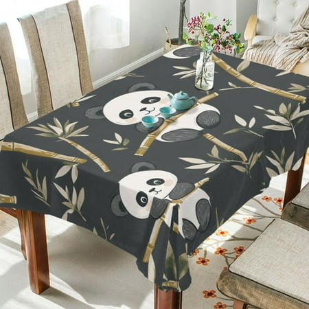 

WOBOGO Cute Panda Square Tablecloth 60×120in Polyester Fabric Tablecloth Washable Dust Resistant Wrinkle Resistant