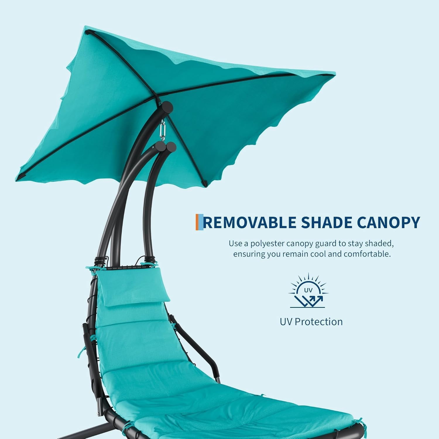 Senfot Dream Hammock, Iron + Cloth Cushion + Sunshade Canopy, Comfortable Outdoor Hammock for Backyard Green