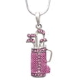 thumbnail image 2 of Light Pink Fuchsia Golf Clubs Bag Sports Ladies Pendant Necklace Silver Tone NEW, 2 of 3