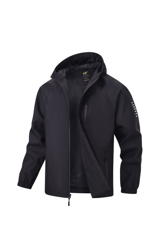 Boys Girls Rain Jacket Lightweight Waterproof Hooded Raincoat Windbreakers for Kids Black 10-12Y