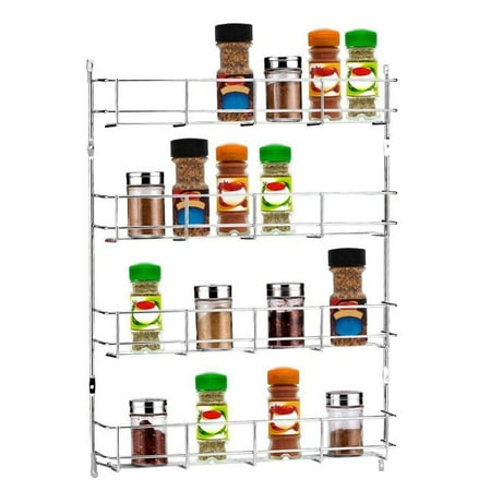4 Tier Spice Rack Closet Organizer Over The Door Pantry Bottle Jar