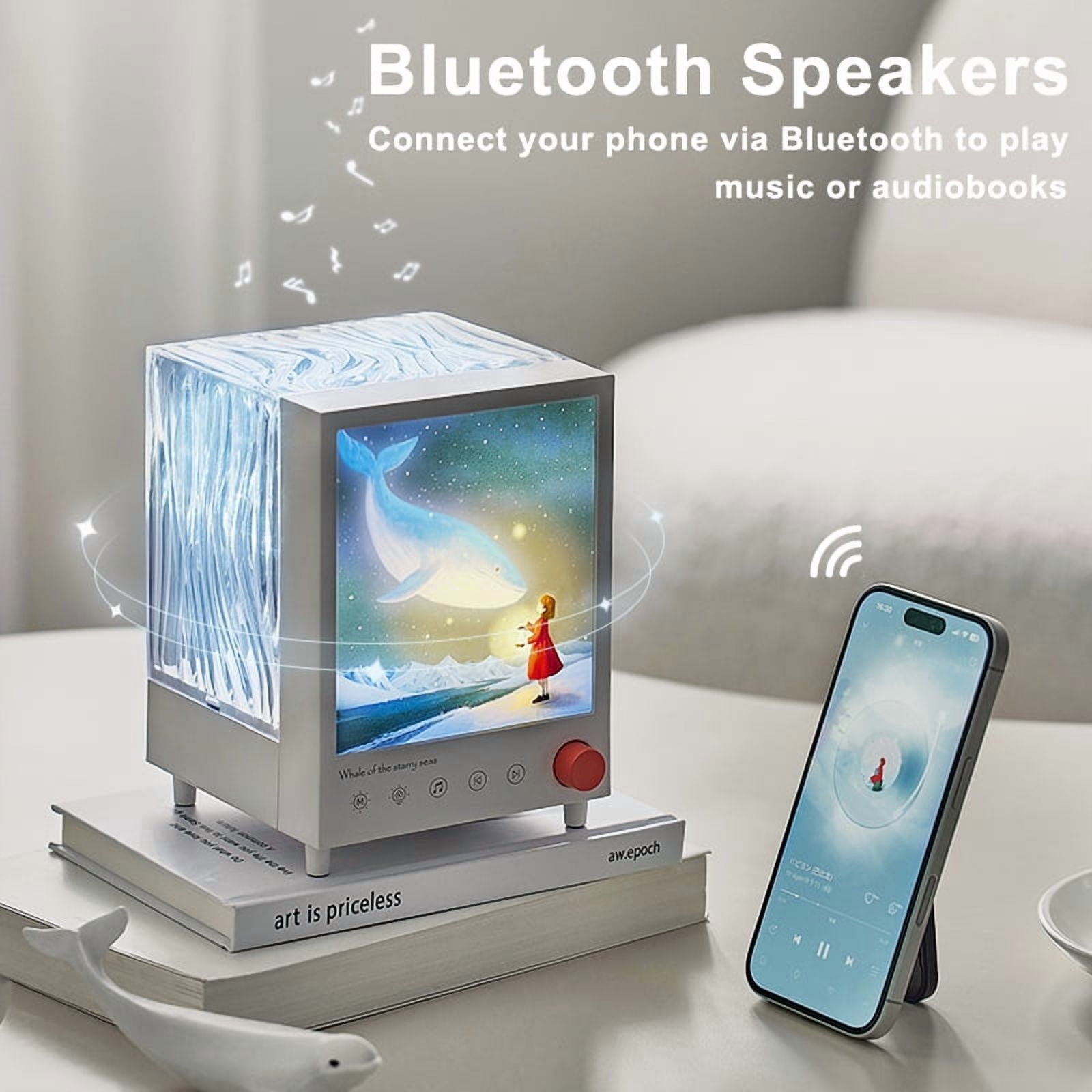 Northern Lights Projector, 7 Colors Rechargeable Aurora Night Light Projector with 7 White Noise & Bluetooth Speakers, Dimmable Ambient Lighting for Room Decor, Unique Gifts for Kids Teen Girl