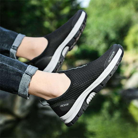 EQWLJWE Men's Mesh Slip On Walking Shoes Loafers-Comfortable Winter Warm Lightweight Work Drving Tennis Shoes