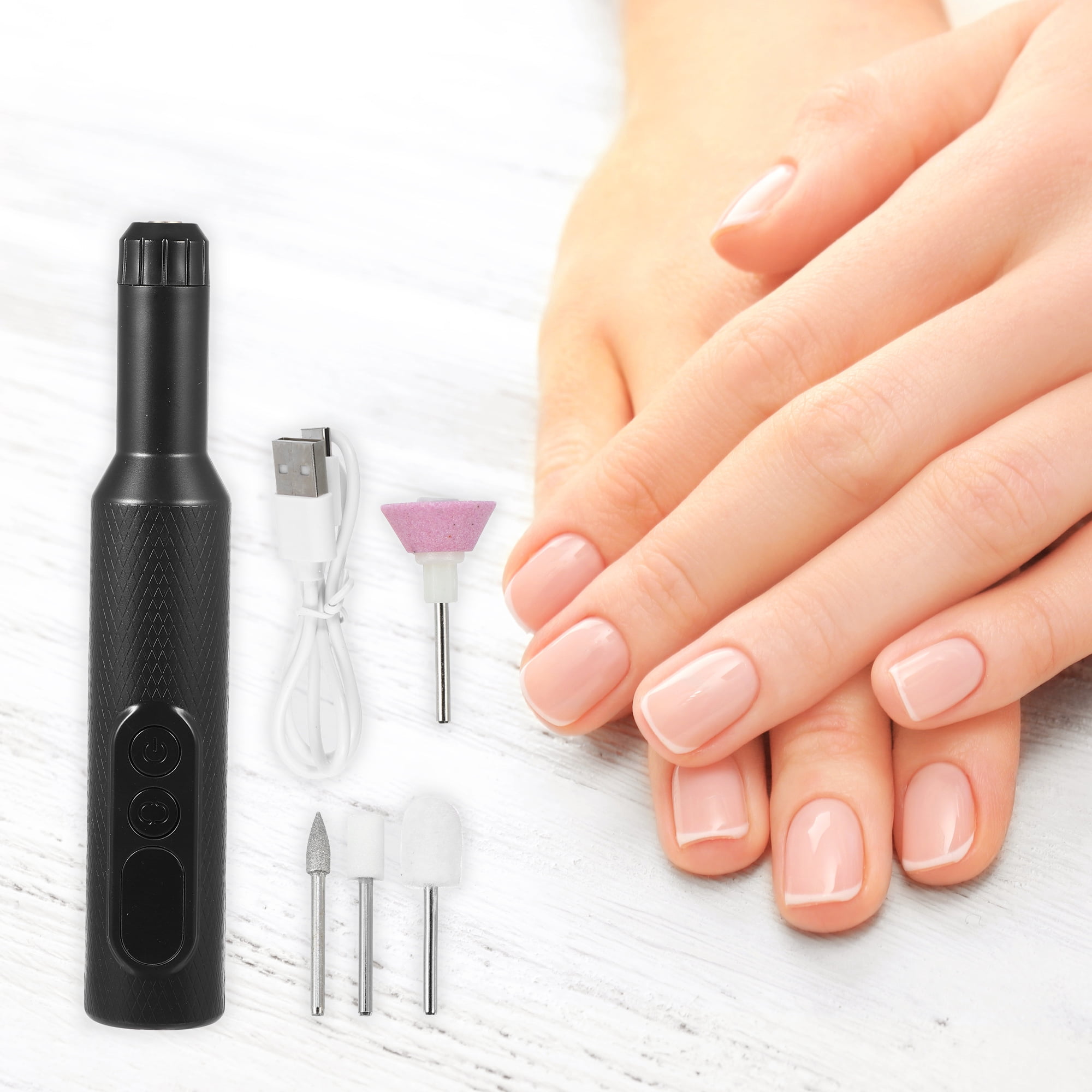 Electric Nail File Set Nail Drill Machine Pedicure Set Nails Care Kit for Home Salons Use ABS Black