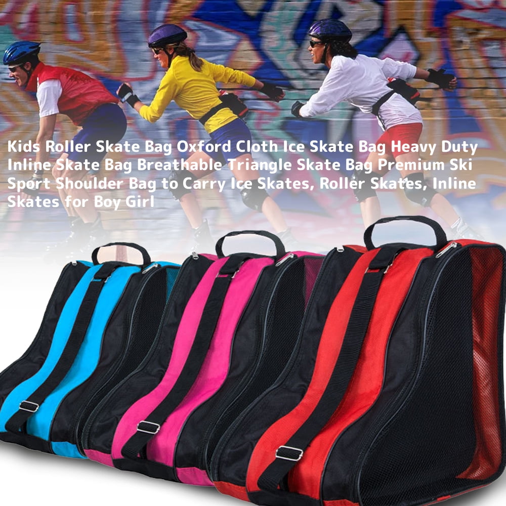 Kids Roller Skate Bag Oxford Cloth Ice Skate Bag Heavy Duty Inline Skate Bag Breathable Triangle Skate Bag with Adjustable Shoulder Strap Ski Sports Skate Carrying Bag for Boy Girl 