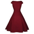thumbnail image 4 of Rigardu Cocktail Dress Sleeve Women's A-Line Swing Party Wedding Elegant Guest Short Women's Dress Wine+M, 4 of 7