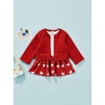 thumbnail image 3 of Xingqing Saint-Valentin Bébé Filles Robe Imprimée Cœur + Cardigan à Manches Longues Manteaux Ensemble 2 Pcs Rouge 4-5 Ans, 3 of 8