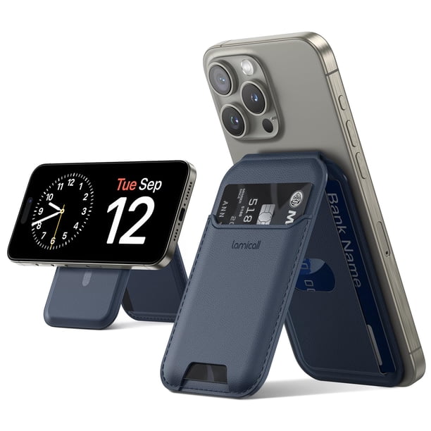 Soporte magnético tipo cartera Lamicall mejorado para iPhone con tarjetas