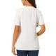 thumbnail image 3 of INSPIRE CHIC V Cuello Blusas para Mujeres Elegantes Casual Tops Camisas Botón Abajo Negocios Trabajo Manga Corta T Shirt Blanca XS, 3 of 6