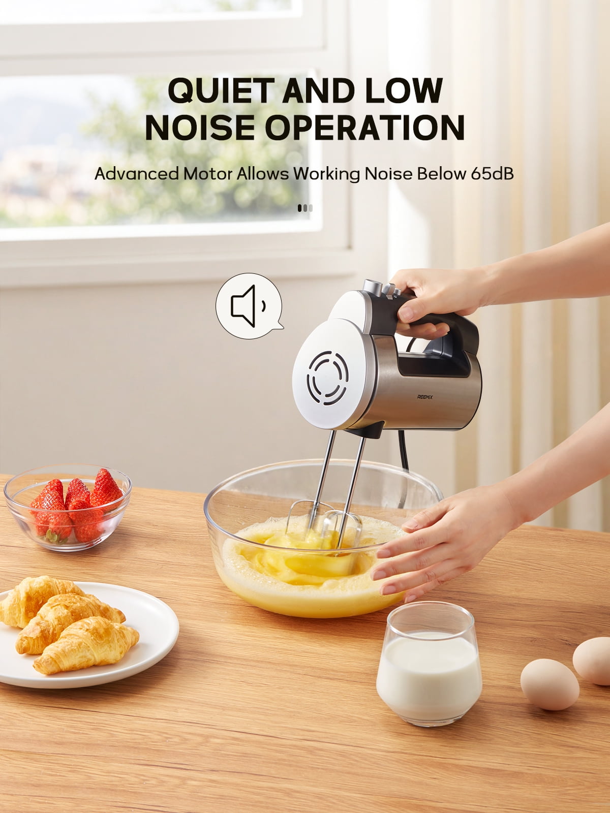 Reemix Hand Mixer - 7-Speed (6+Turbo Boost) Electric Mixer, 300W Powerful Motor, Dishwasher-Safe, One-Touch Eject