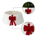 thumbnail image 5 of Lajdalh Quilted Christmas Tree Stand Band  with Bow 22", Christmas Tree Collar, Large Woven Ring Base Cover, Natural Holiday Tree Skirt, Rustic Farmhouse Decoration, Christmas decorations,White, 5 of 6