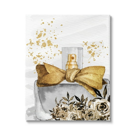 Stupell Industries Glitzy Floral Perfume Bottle Speckled Glam Design Graphic Art Gallery Wrapped Canvas Print Wall Art, Design by Kim Allen