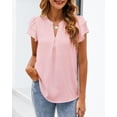 thumbnail image 3 of Blusa SimpleFun para mujer, casual, de gasa, con volantes, rosa, XL, 3 of 6