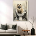 thumbnail image 5 of Keeshond Dog Canvas Wall Art for Bedroom Living Room Home Decor,Funny Dog Canvas Sitting on The Toilet Animal Pattern Office Artworks, modern wall decor, Ready to Hang, 5 of 6