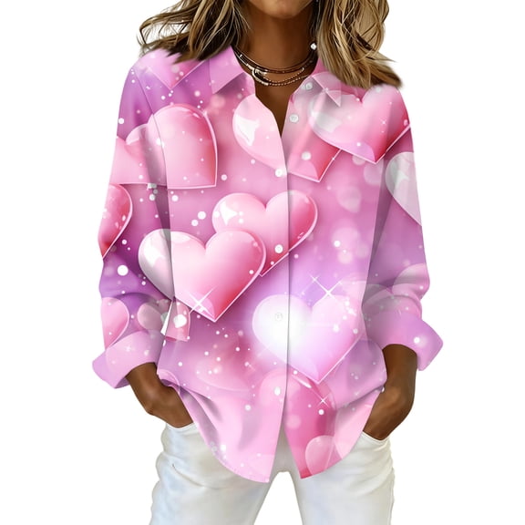 Kixjoy Long Sleeve Tops for Women Collared Button Down V Neck Shirts Casual Work Fashion Tunic Tops Lightweight Plus Size Womens Tops, Light Purple 2XL