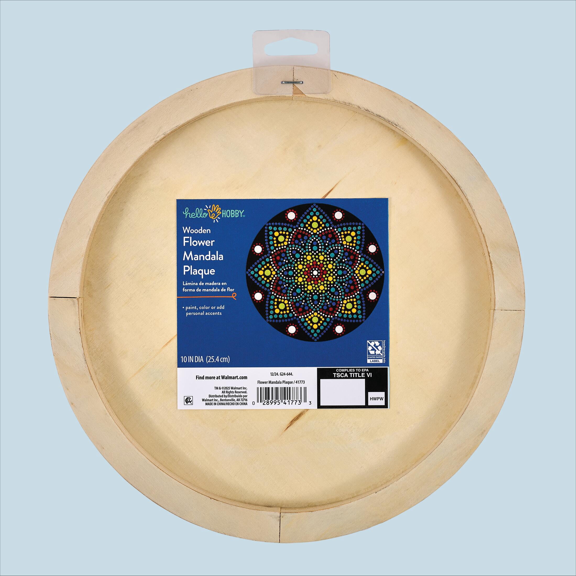 Hello Hobby Wood Surface Mandala Circle Lotus Panel, 10" x 10" x .75"
