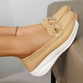 thumbnail image 6 of Mepaouo Women's Platform Loafers Slip on Leather Wedge Sneakers Thick Soft Casual Business Work Shoes, 6 of 8