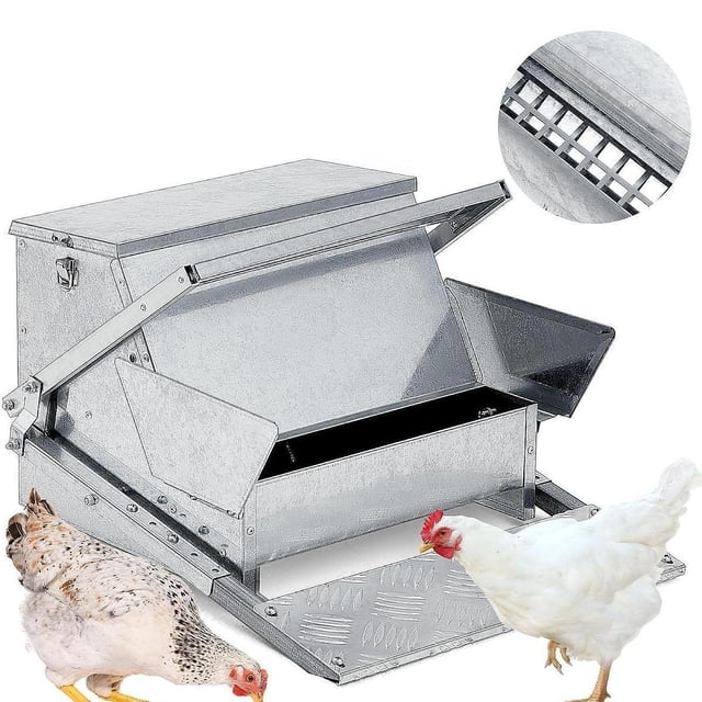 Comedero automático para pollos Salvador chapa galvanizada impermeable 45x35x40cm