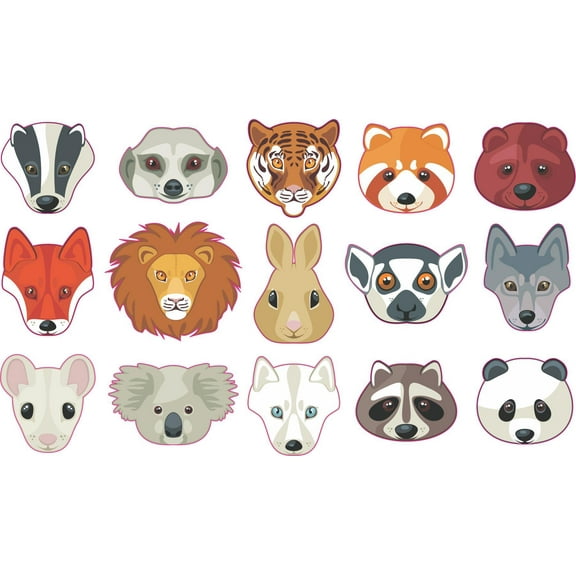 15x Small Animal Head Vinyl Stickers and Decals