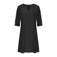 thumbnail image 6 of LYXSSBYX Womens Casual Dresses with Sleeves Dress for Womens Casual Color Dress V Neck Long Sleeve Dresses with Button, 6 of 8